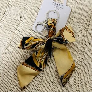 Lulla Collection Women New Bag Charm with Scarf Like Bow Pearl Charm Gold/Black